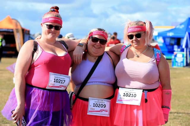 From left, Becky Boon, Gemma Walker and Georgie Jefferson. Race For Life, Southsea CommonPicture: Chris Moorhouse (jpns 030722-02)