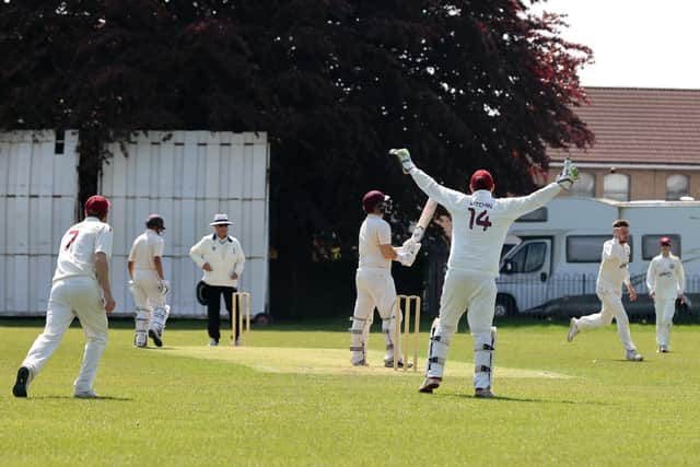 Gosport celebrate taking an early Fareham & Crofton wicket. Picture by Sam Stephenson
