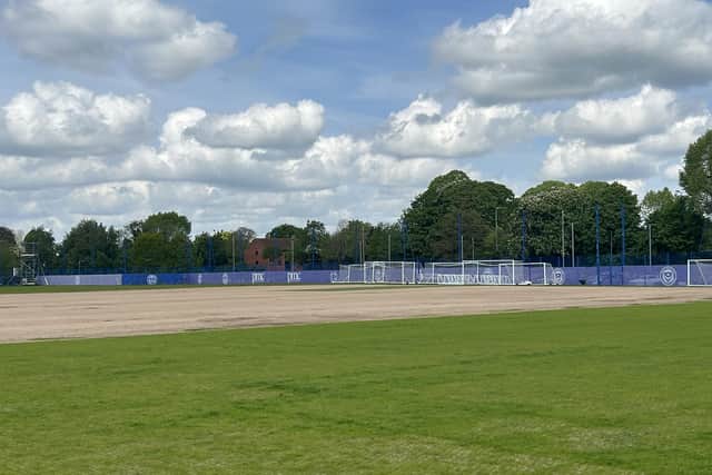 Work on pitch two at Pompey's training ground began at the end of last week - and is set for completion in mid-July.