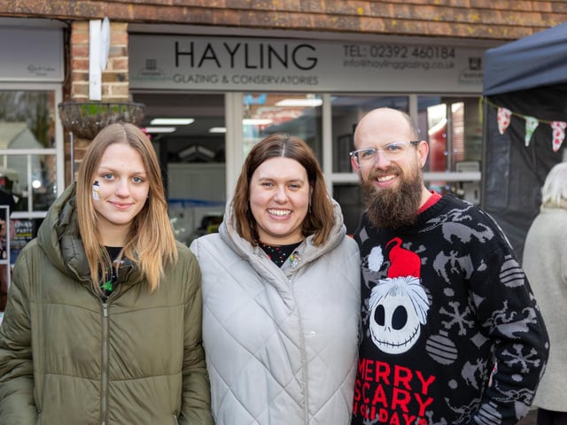 Locals braved the cold to celebrate the start of the Christmas festivites with a street party on Hayling Island on Saturday afternoon.

Pictured - Co-Organisers Alicia Clark, 14, Helen Cole and Anthony Cole of Hayling Glazing and Conservatories.

Photos by Alex Shute