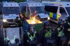 Police and protestors clash in Southampton during a protest following the death of Henry Nowak.