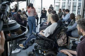Danny Dyer (seated, centre) faces The Assembly in ITV's new interview show (Picture: ITV/Rockerdale Studios)