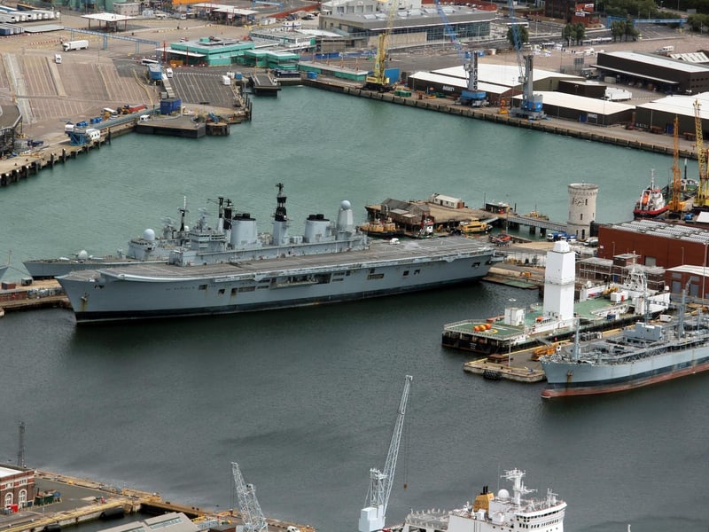 Taken from the Helicopter at the Sultan Summer Show 2011, a sad looking HMS Ark Royal.