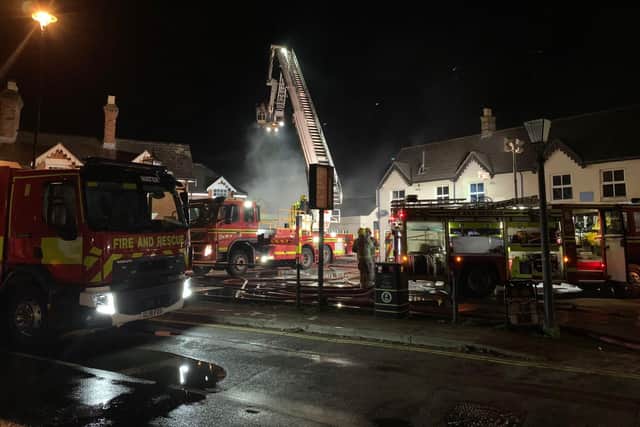 Crews from across the region were called yesterday evening (January 3) to tackle a fire involving a building on the high street in Hamble.
