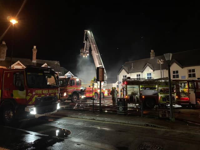 Crews from across the region were called yesterday evening (January 3) to tackle a fire involving a building on the high street in Hamble.