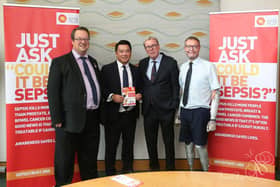 Alan Mak MP (second left) and Harry Redknapp (second right) at the UK Sepsis Trust briefing in Parliament