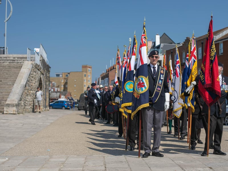 Pictured: Standard-bearers at the event with the veterans behind them
Picture: Habibur Rahman