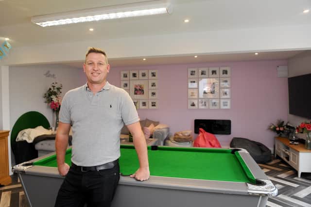 Iain-Paul Hutton from Portchester, created a game room during the first lockdown and took him four months to complete. He is up for the Games Room of the Year Award.
Picture: Sarah Standing (031120-7593)