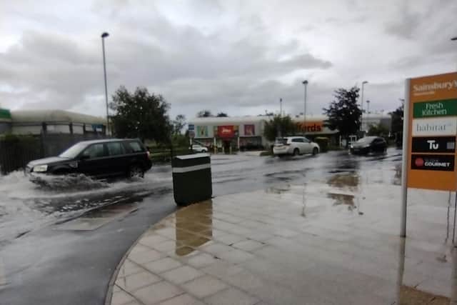 Flooding at the Wellington Retail Park. Picture: Paul Morgan
