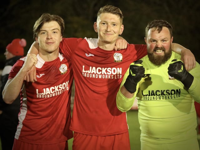 Horndean players celebrate. Picture by Martin Denyer