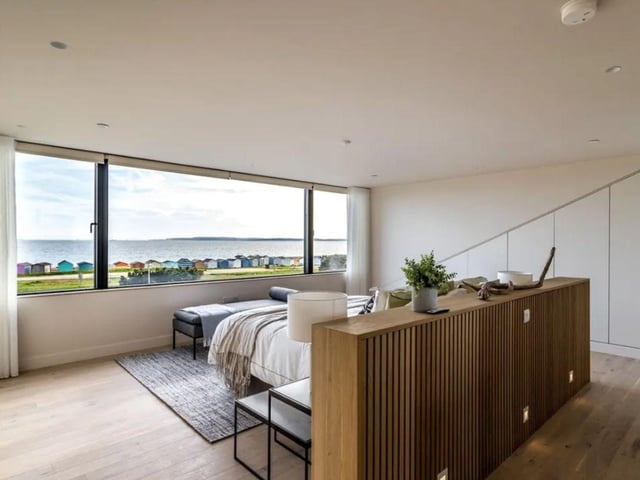 The listing says: "With perfect views over the Solent to the Isle of Wight, a beautiful and unique, new detached house and gardens of outstanding design on the sea front. Sea Point stands on the sea front of the southernmost beach of Hayling Island."
