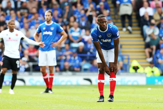 Nicke Kabamba featured four times as Pompey claimed the League Two title in May 2017. Picture: Joe Pepler