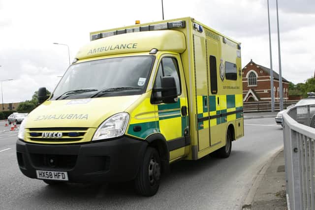A library image of an ambulance attending an emergency