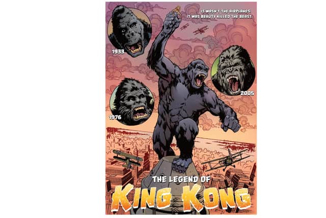 The finished poster for Tom Grove's The Legend of King Kong documentary by artist Ian Richardson and coloured by Darren Stephens