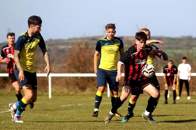 Moneyfields Reserves (yellow) defeated Fleetlands at Lederle Lane in the post-lockdown subsidiary cup tournament. Picture: Tom Phillips