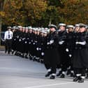 Royal Navy drill and preparations for the National Service of Remembrance at HMS Excellent in Portsmouth, on Friday, November 3. Picture: Sarah Standing (031123-2561)