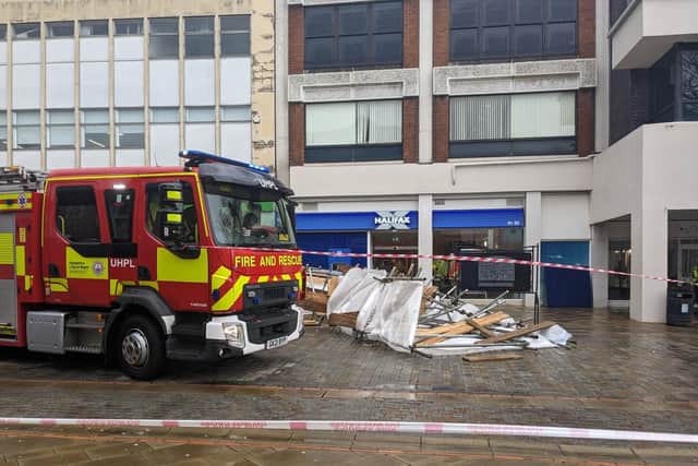 Scaffolding collapse in West Street, Fareham, on April 12. Picture: Toby Paine.