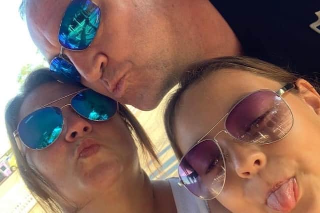 Dom Merrix with his partner Sarah and daughter Ellie-Mai.