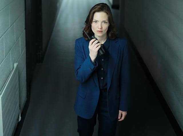 Holliday Grainger stars as Commander Rachel Carey in the new series of the BBC's hi-tech thriller The Capture (Picture: BBC/Universal International Studios/Laurence Cendrowicz)