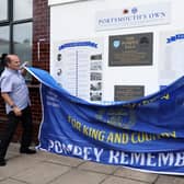 Unveiling of the new Pompey Pals information boards and new memorial to fallen Pompey players outside The Old Pompey Pub, Carisbrooke Road, Fratton
Picture: Chris Moorhouse (jpns 030922-16)