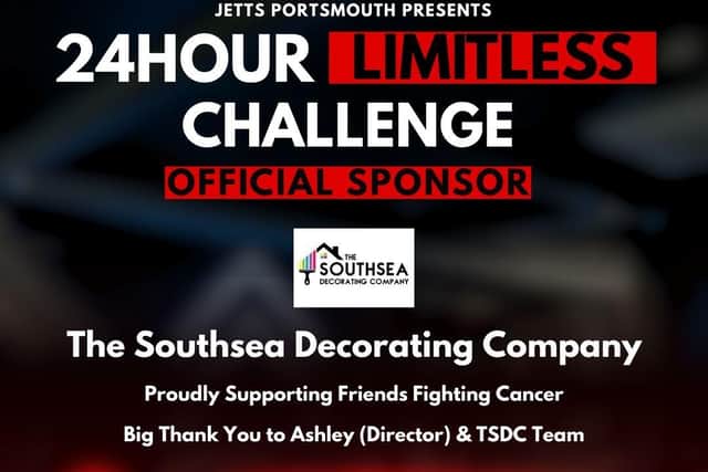Official Sponsorship Poster for the Jetts x Friends Fighting Cancer 24Hour Limitless Event; Special Thanks to Ashley from The Southsea Decorating Company.