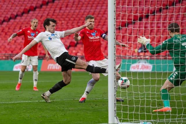 Pompey lost on penalties to Salford in the EFL Trophy final in March 2021. Picture: Habibur Rahman