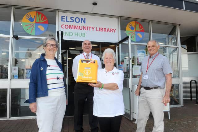 The Big Match charity have donated a defibrillator to Elson Community Library and Hub in Chantry Road, Gosport. Picture: Sarah Standing (190422-1596)