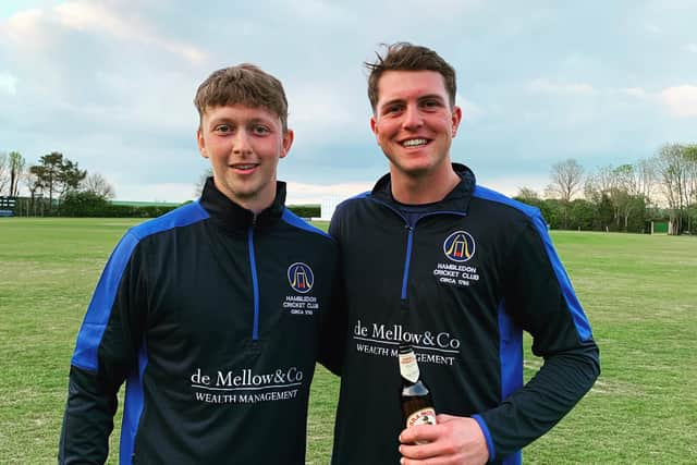 Matt De Villiers, right, hit a second successive SPL half-century for Hambledon. Skipper Spencer Le Clercq is on the left.