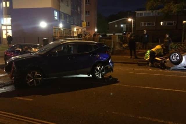 The crash took place in South Street, Gosport, last night. Picture: Craig Trowern