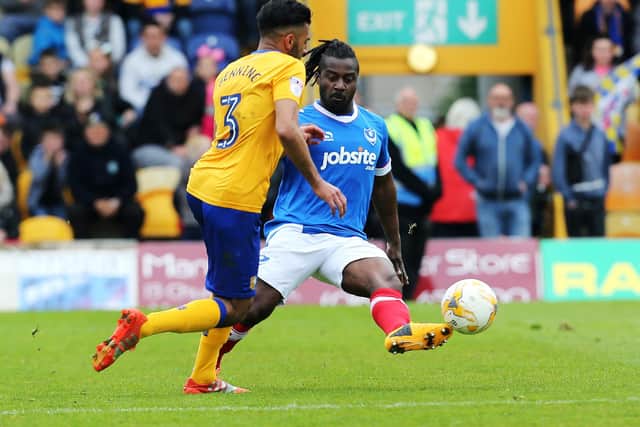 Stanley Aborah in action against Mansfield in April 2017 - one of four Pompey appearances. Picture: Joe Pepler