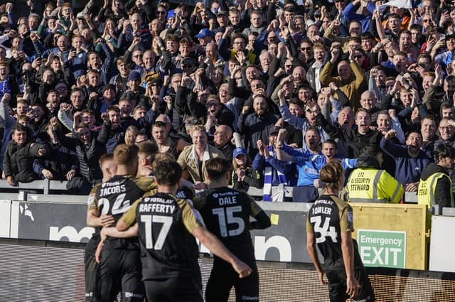Pompey fans at the Blues' victory at the Memorial Stadium.