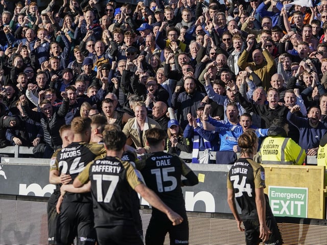 Pompey fans at the Blues' victory at the Memorial Stadium.