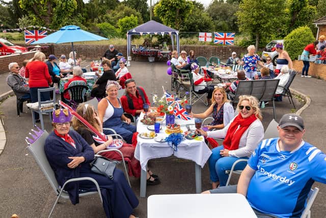 Residents of Vernon Road, Gosport, enjoying their jubilee street party. Picture: Mike Cooter (040622)