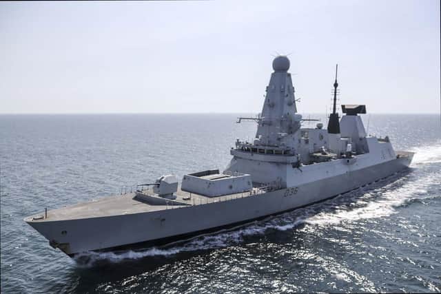 HMS Defender at sea training