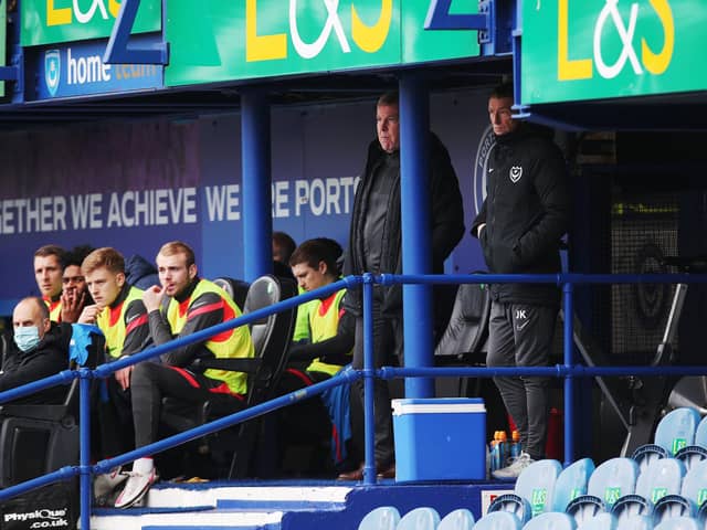 Kenny Jackett has kept a low profile at Pompey's last two matches following his operation. Picture: Joe Pepler