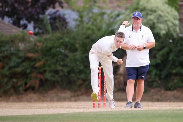 Locks Heath bowler Dillon Coe. Photo by Alex Shute