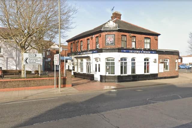 The brawl happened outside the George and Dragon pub, on South Street, Gosport, on Saturday. Picture: Google Street View.