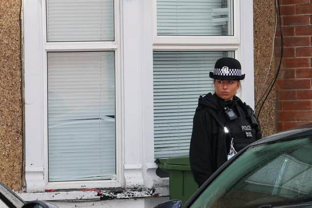 Police secure the area in Telephone Road, Southsea on October 4. Picture: Alex Shute