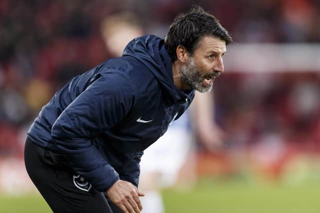 Danny Cowley tries to roar Pompey on as they fired yet another League One blank, this time at Sunderland on Saturday. Picture: Daniel Chesterton/phcimages.com