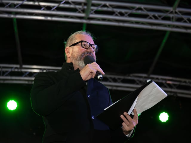 Hundreds of residents descended on Commercial Road to watch local dance troops and celebrities come together to turn on the Christmas lights.Pictured - Wave 105's Mark CollinsPhotos by Alex Shute