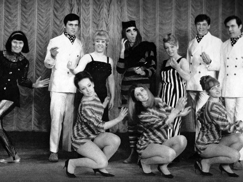 Sunshine entertainers, Hayling Island 1967.  Looking as trendy as it could be in 1967 we see some of the entertainers at the Sunshine Holiday Camp, Hayling Island.