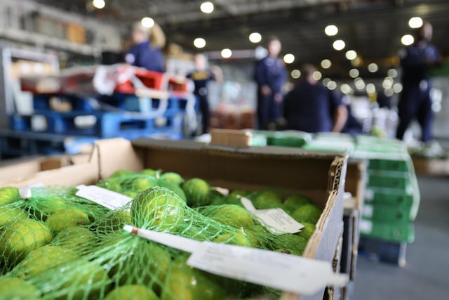 Fresh food being loaded onto the ship.