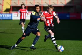 Jack Sparkes battles with Stevenage's Luther Wildin. Picture: Dan Mullan/Getty Images
