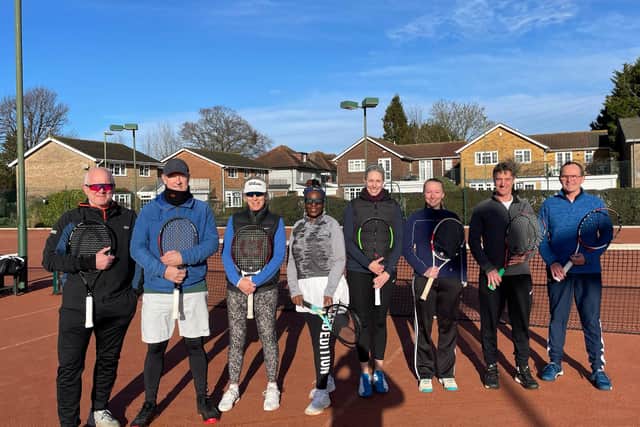 Avenue v Warsash mixed 1 (from left) Christophe Hardy, Stuart Scott, Katie Rowley, Viola Masona, Victoria Pine, Lauren Howard, Ian Udal, Martin Wilkinson