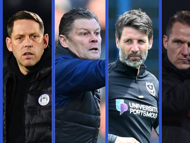 From left: Leam Richardson, Steve Cotterill, Danny Cowley, Gary McSheffery