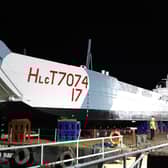 LCT 7074 arrives in Clarence Esplanade. Picture: David George