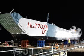 LCT 7074 arrives in Clarence Esplanade. Picture: David George