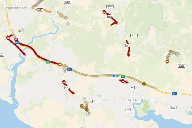 Delays caused by the M27 closure on Sunday, October 31 2021
Picture from traffic service Romanse