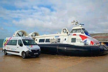 The Daisy Bus and the Hovercraft at Southsea. Picture by Wessex Cancer Trust