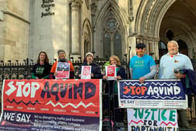 Portsmouth residents and members of the community campaign group Let's Stop Aquind, outside the Royal Courts of Justice in London during November's judicial review
Picture: Tom Pilgrim/PA Wire